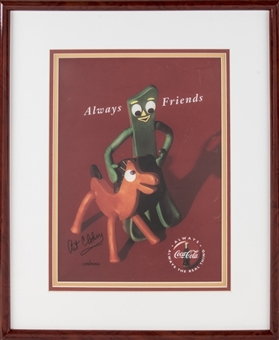 Art Clokey Signed Gumby and Pokey "Always Friends" Animation Cel For Coca Cola in 16x20 Framed Display (Beckett PreCert)